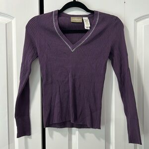Liz Claiborne Purple V-Neck Sweater, size S